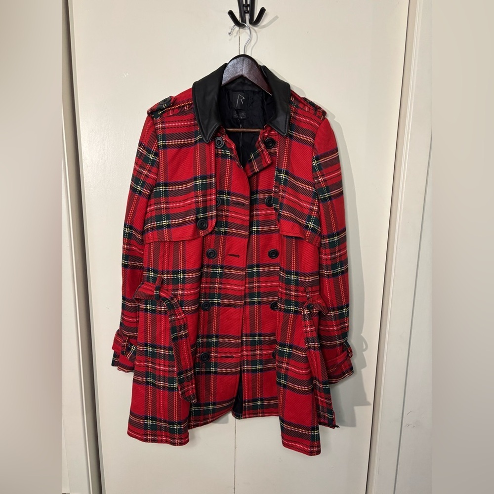 NWT Rihanna Red Plaid Trench Coat